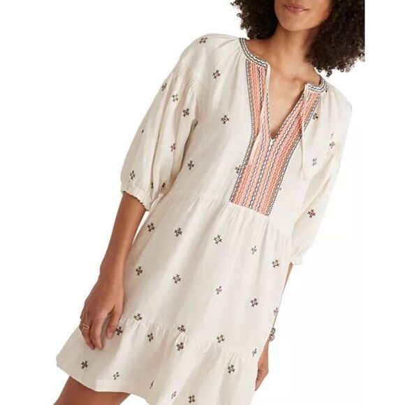 Marine Layer Peyton Mini Dress Size Small Embroidered Belted - Picture 8 of 11